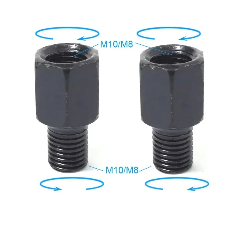 1 Pair Black Motorcycle Mirror Adapters M10 10MM M8 8MM Rearview Mirrors Conversion Bolt Clockwise Anti-clock Right Left Thread