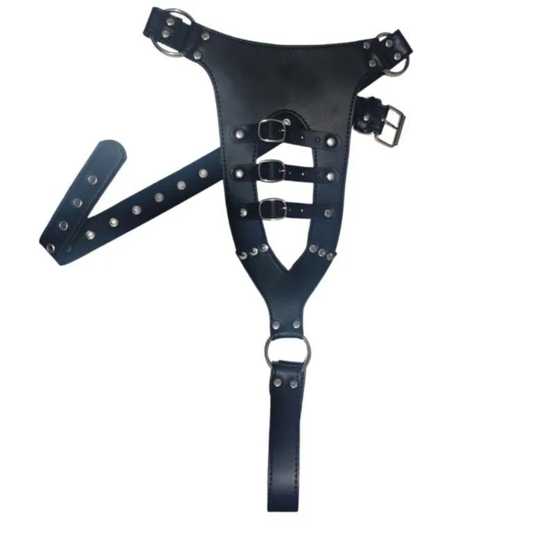 Men Adjustable PU Leather Harness , Open Design Convex Pouch Thong Panties Belt Night Club Adult Cosplay Party Costume Accessory