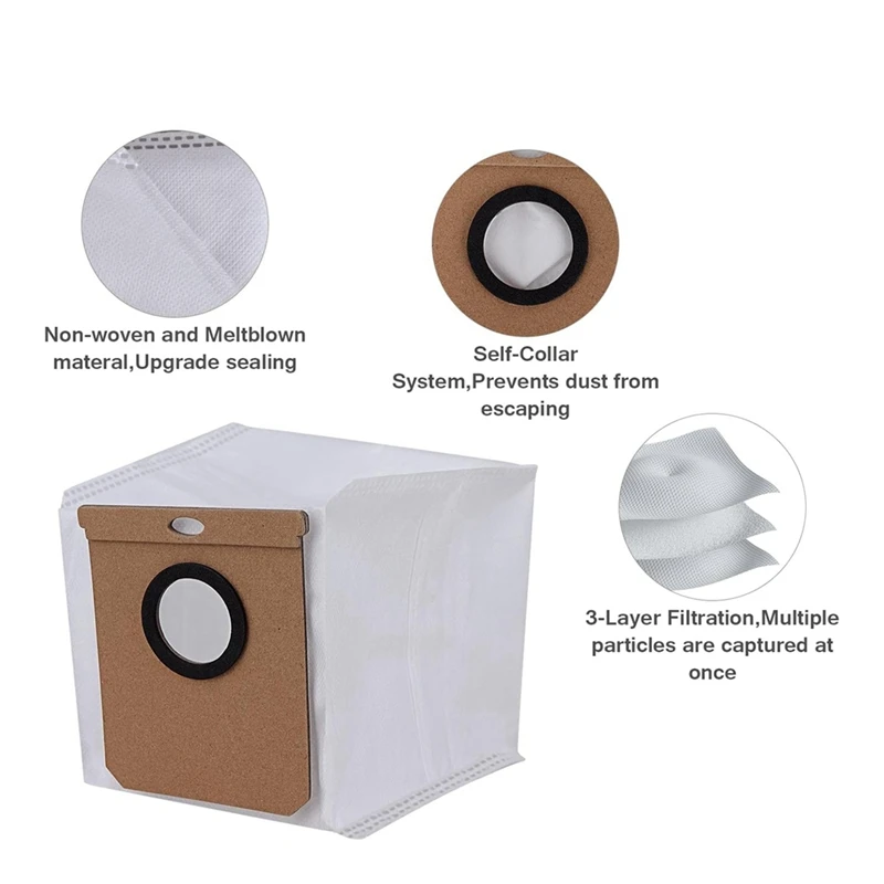 Saco de pó de substituição para aspirador robótico, adequado para Eufy L50 SES L60 SES Series, Conga Home 10000, 8090 Ultra, 9090 AI
