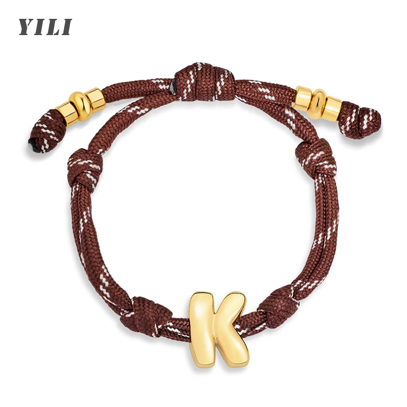 أساور فقاعية أولية للنساء أساور أنيقة مطلية بالذهب عيار 14 قيراط مع حروف فقاعية سوار أولي أساور أبجدية مخصصة #1