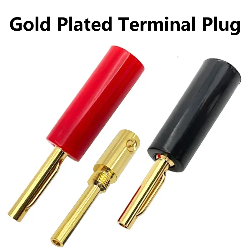 

8Pcs NewType 4mm Needle Plugs Pure Copper Gold Plated Musical Speaker Pin Banana Plug Connectors Red and Black