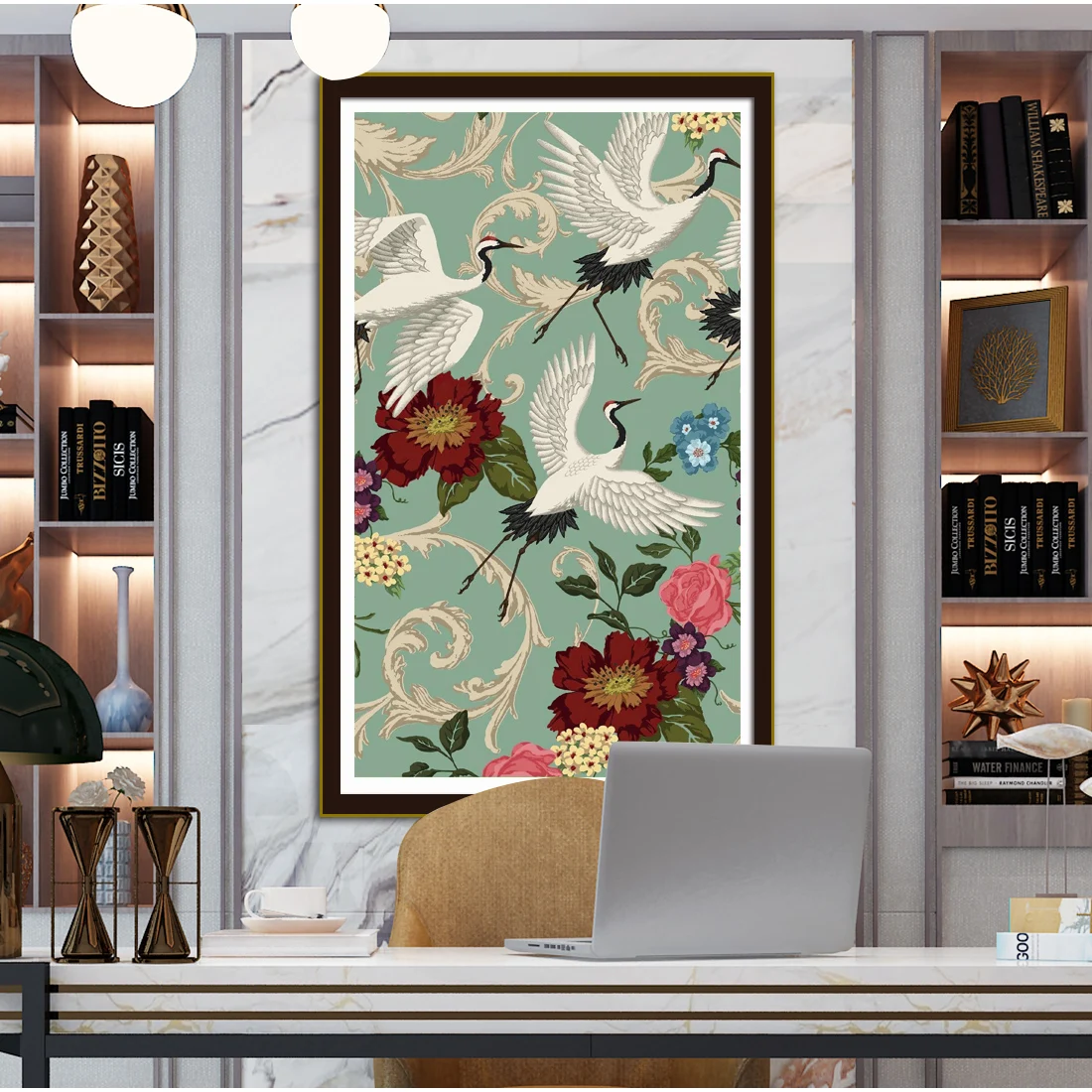 White Crane Cross Stitch DIY Kit Flowers And Birds Hand Embroidery Home Painting Flower Fashion Embroidered 11CT Needlework Pack