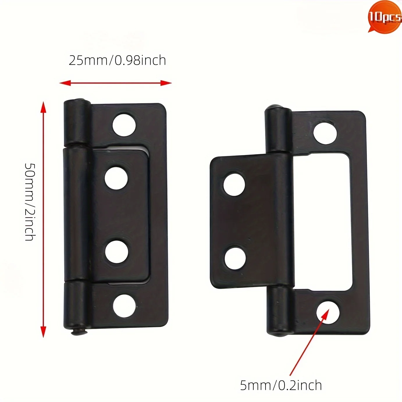 10pcs Non-mortise Hinge Heavy Duty Hinge For Wooden Box Hinge For Furniture,Interior Door Hinges With Mounting Screws