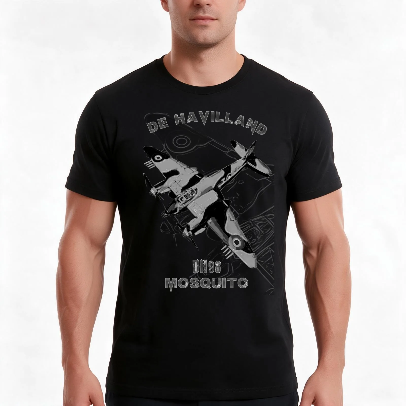 DeHavilland Mosquito Vintage BritishAircraft T-Shirt, Summer Casual Cotton Tee, Oversized Streetwear Tops, Vintage Graphic Print
