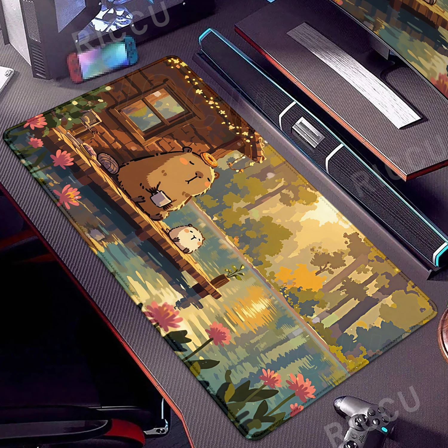 

Capybara Mousepad Office Keyboard Mat Cute Anime Tablemat PC Cabinet Gamer Desktop Mousepad Mats Non-slip Large Gaming Deskpad