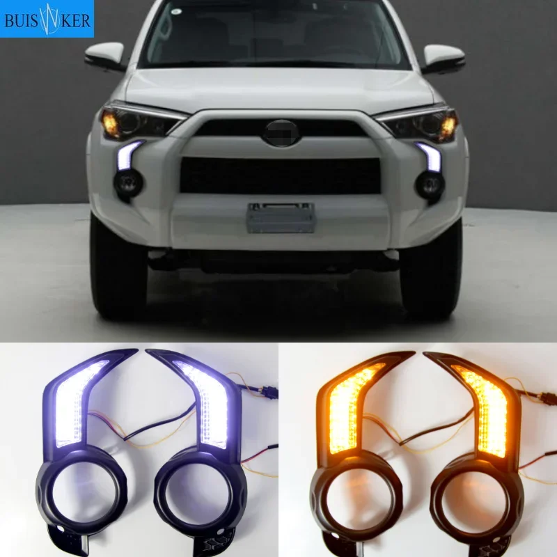 

12V Daytime running lights For Toyota 4 Runner 2014 - 2020 Drl with Dynamic turn signals for cars auto Led fog lights headlights