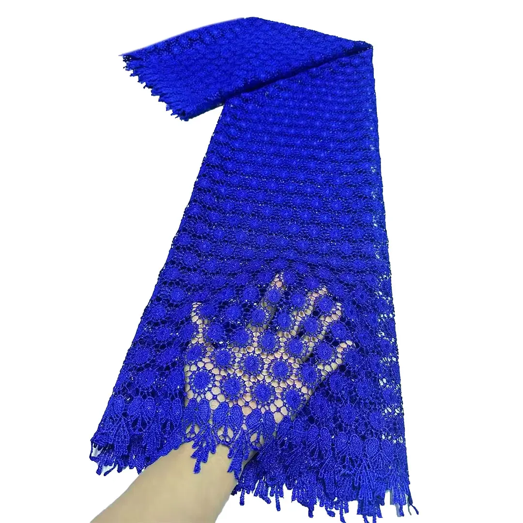 

Tissue Cord Lace Fabric French High Quality Nigerian 5 Yards Mesh Guipure Fabric For Wedding Dress Women Elegant Milk Silk Lace