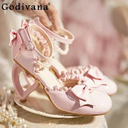 Original Love Heel Lolita Pink Princess High Heels Girls Sweet Mary Jane Pumps Ladies Shoes Womens  Elegant Wedding High Heels