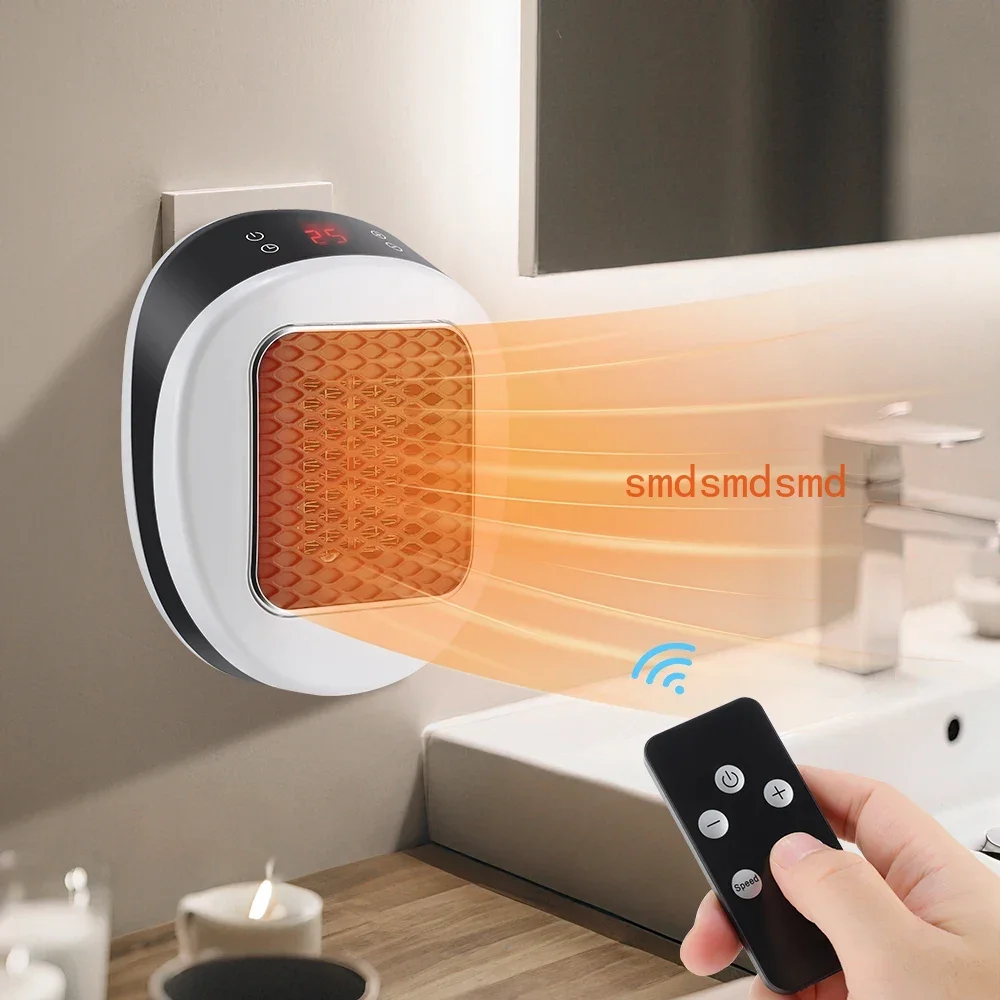 600W Home Electric Heater Winter Body Warmer Portable Wall Plug Space Heater with Remote Control Office Fast Heating Heater Mini