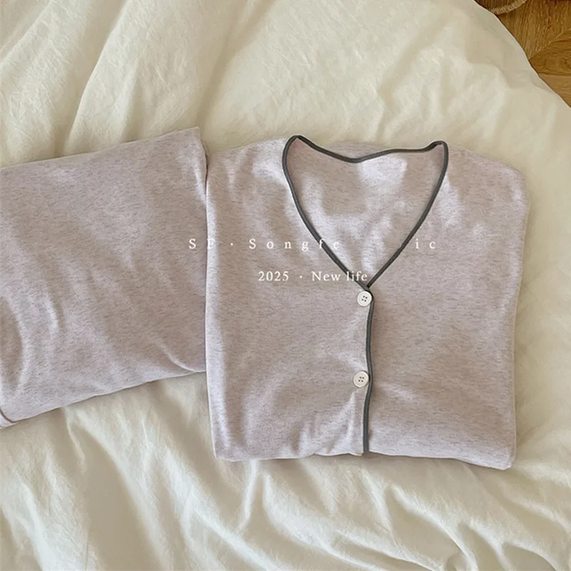 

Пижамный комплект в ленивом стиле, женская одежда для сна, домашняя одежда, повседневная пижама с длинными рукавами, женская осенне-зимняя теплая пижама, женский костюм