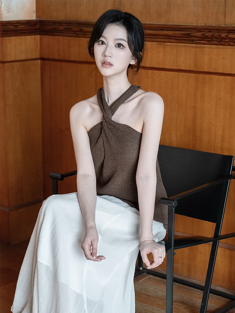 

Жилетка SerioLudere Lazy Egg с двусторонним дизайном, вязаная, женская, кроссбоди, универсальная, трикотажная, удобная посадка, для повседневной носки