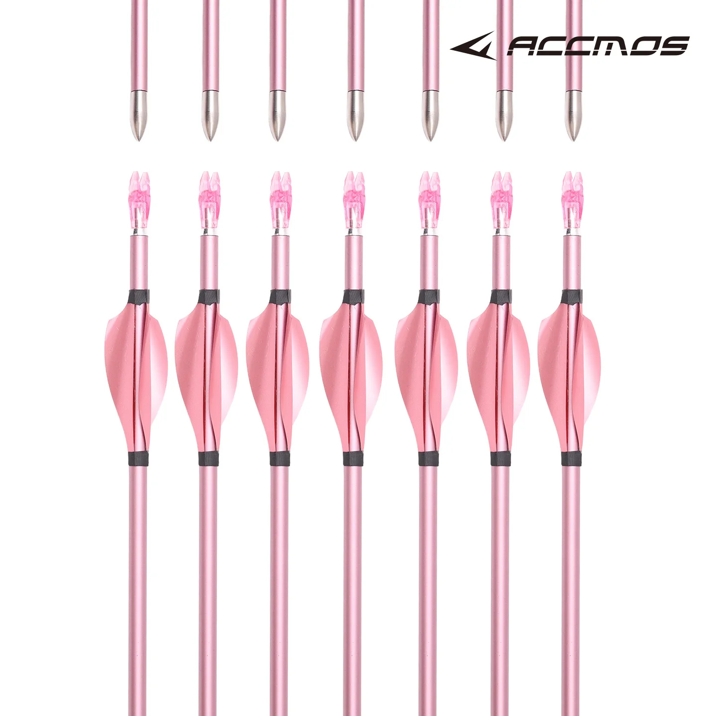 ACCMOS ID 4.2mm Pink Pure Carbon Complete Arrow 31inch Spine 500 600 700 800 900 1000 For Compound /Recuvre Bow Archery