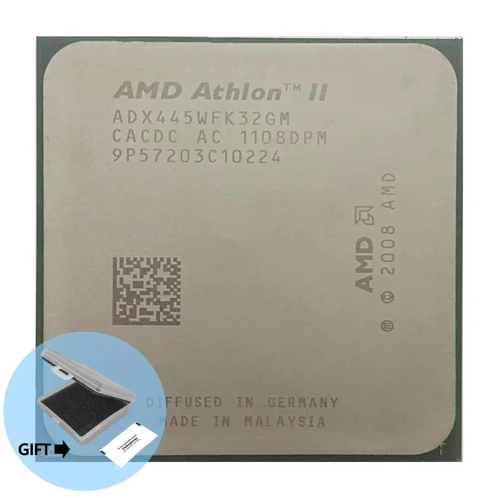 

AMD Athlon II X3 445 3,1 ГГц, трехъядерный процессор, Разъем AM2 + AM3, процессор для настольного компьютера ADX445WFK32GM