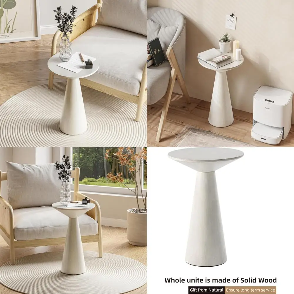 حامل نباتات خشبي مستدير ريفي وطاولة نهاية صغيرة لمساحات غرفة المعيشة، مناسبة لعرض مارتيني والمشروبات #1