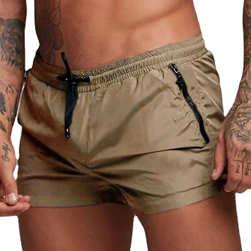 Heren Short Outdoor Hardloopzak Met Trekkoord Ontwerp Elastische Taille Effen Kleur Comfortabele Ademende Shorts Zomer