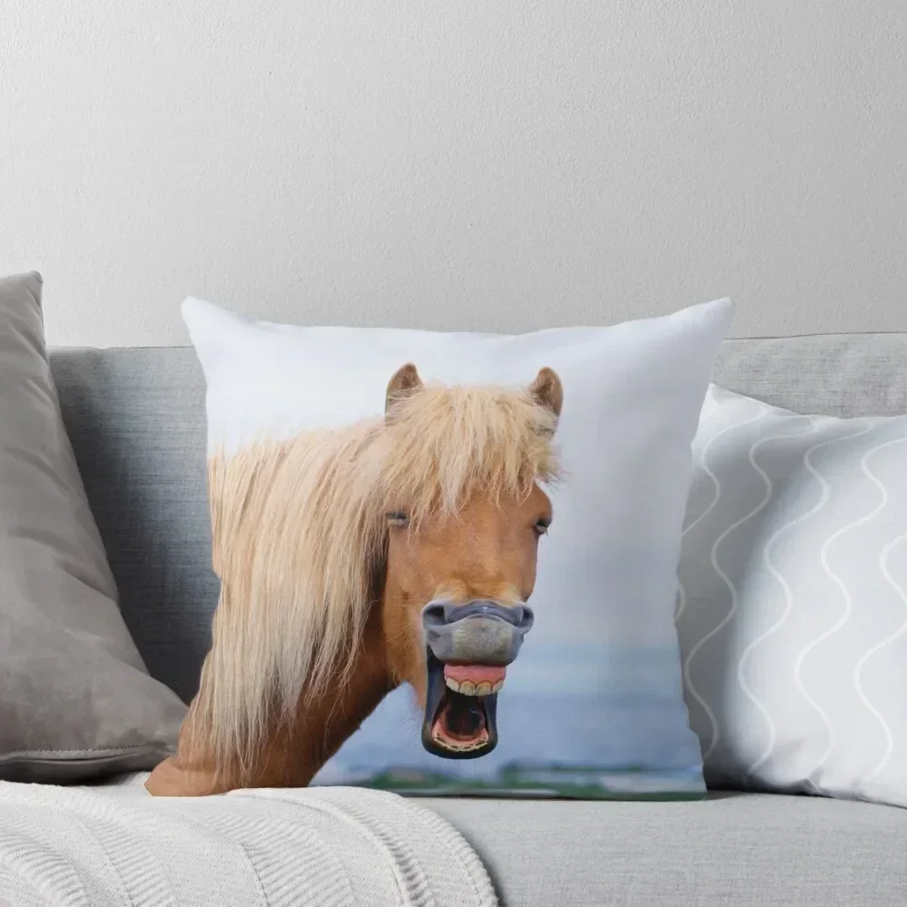 

Funny Icelandic horse laughing Throw Pillow christmas supplies Decorative Cushions Couch Cushions Cushions Cover pillow