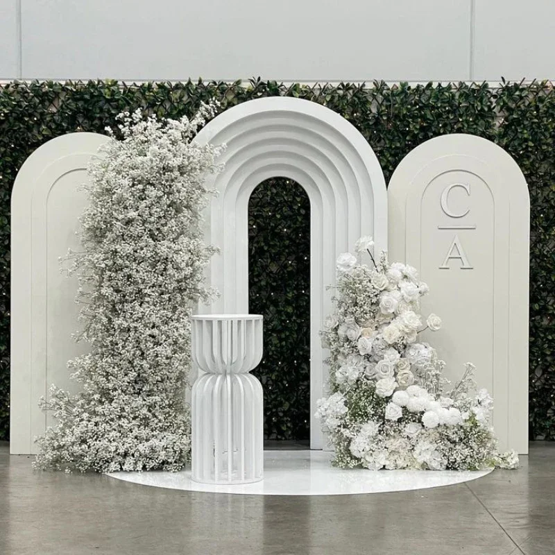 White Acrylic Arch Door PVC Flower Runner Decoration Backdrop Arch Set Wedding Arch Pvc Backdrop Display for Wedding Party Event