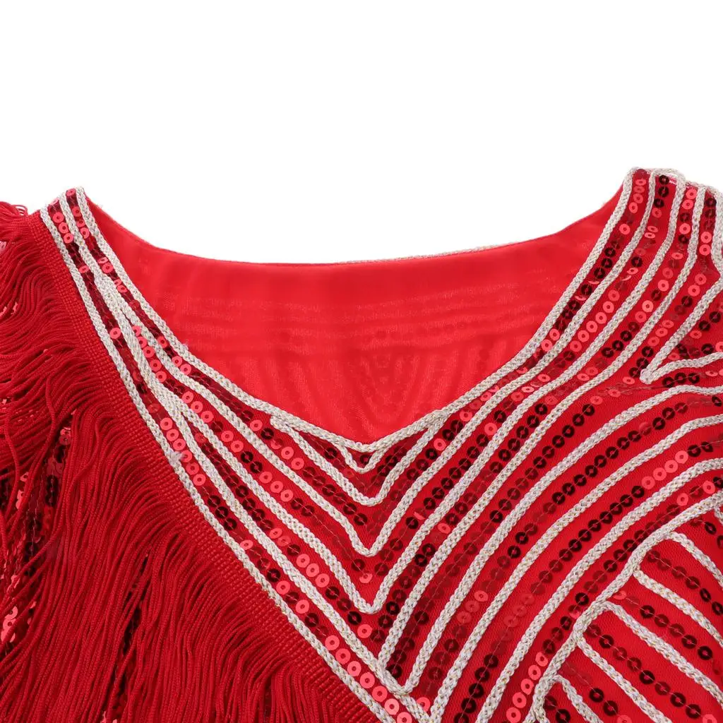 Women Sequin Fringe Latin Dress Ballroom Dance Costume with Short Legging for Salsa Tango Rumba Cha Cha Party Nightclub