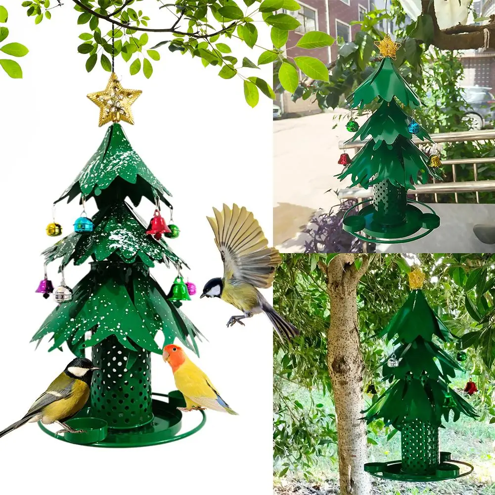 Christmas Tree Shape Birds Feeders For Outdoor Metal Hanging Wild Bird Feeders Cardinal As A Great Gift For Bird Lovers Dec I0R0