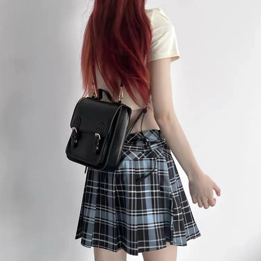 Small Hasp Flip Backpack Women Mini PU Leather Textured School Bagpack Fashion Travel Commuter Shoulder Bag Girls Travel Bags