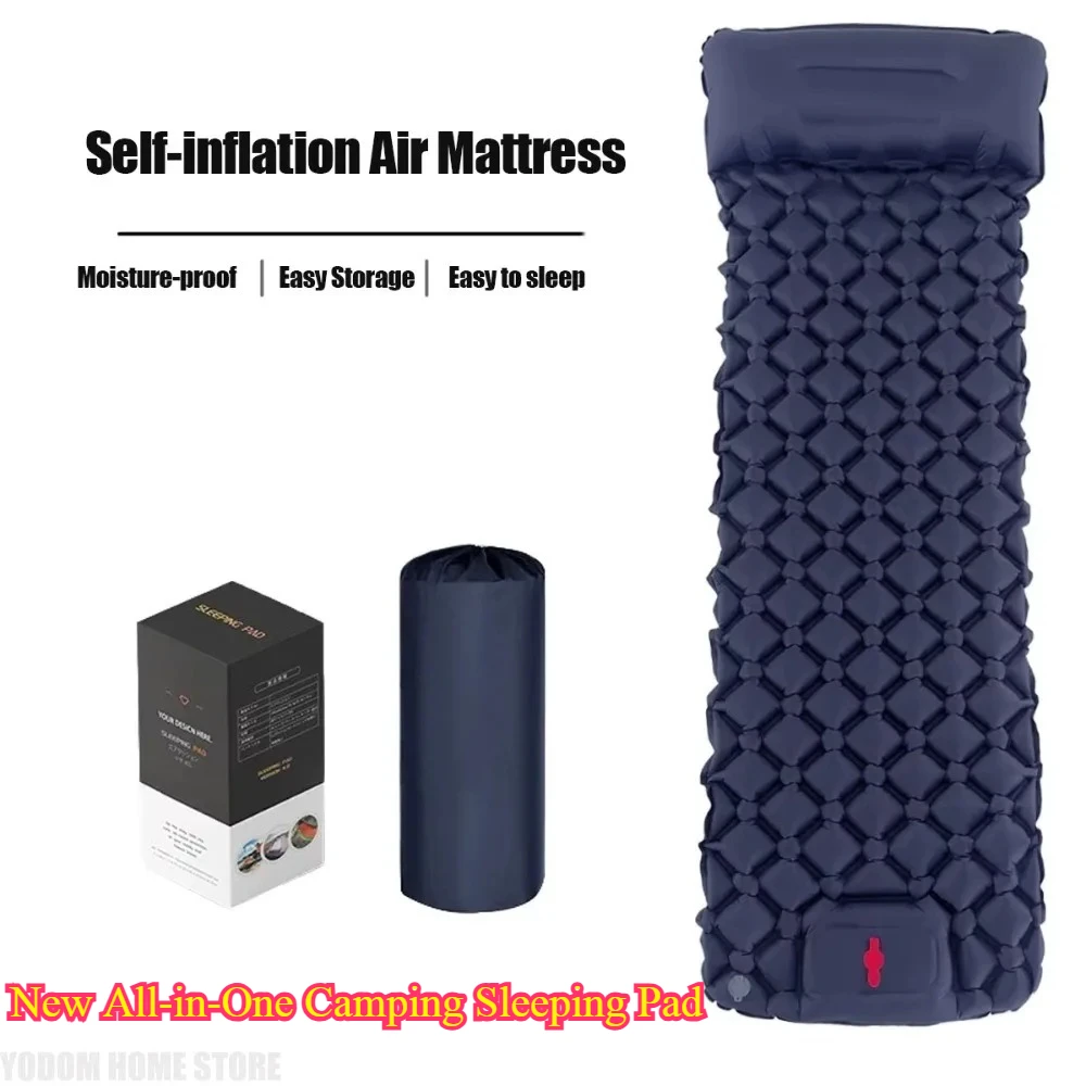 

New All-in-One Camping Sleeping Pad - Inflatable Mat with Pillow & Pump, Compact for Hiking/Fishing Trips