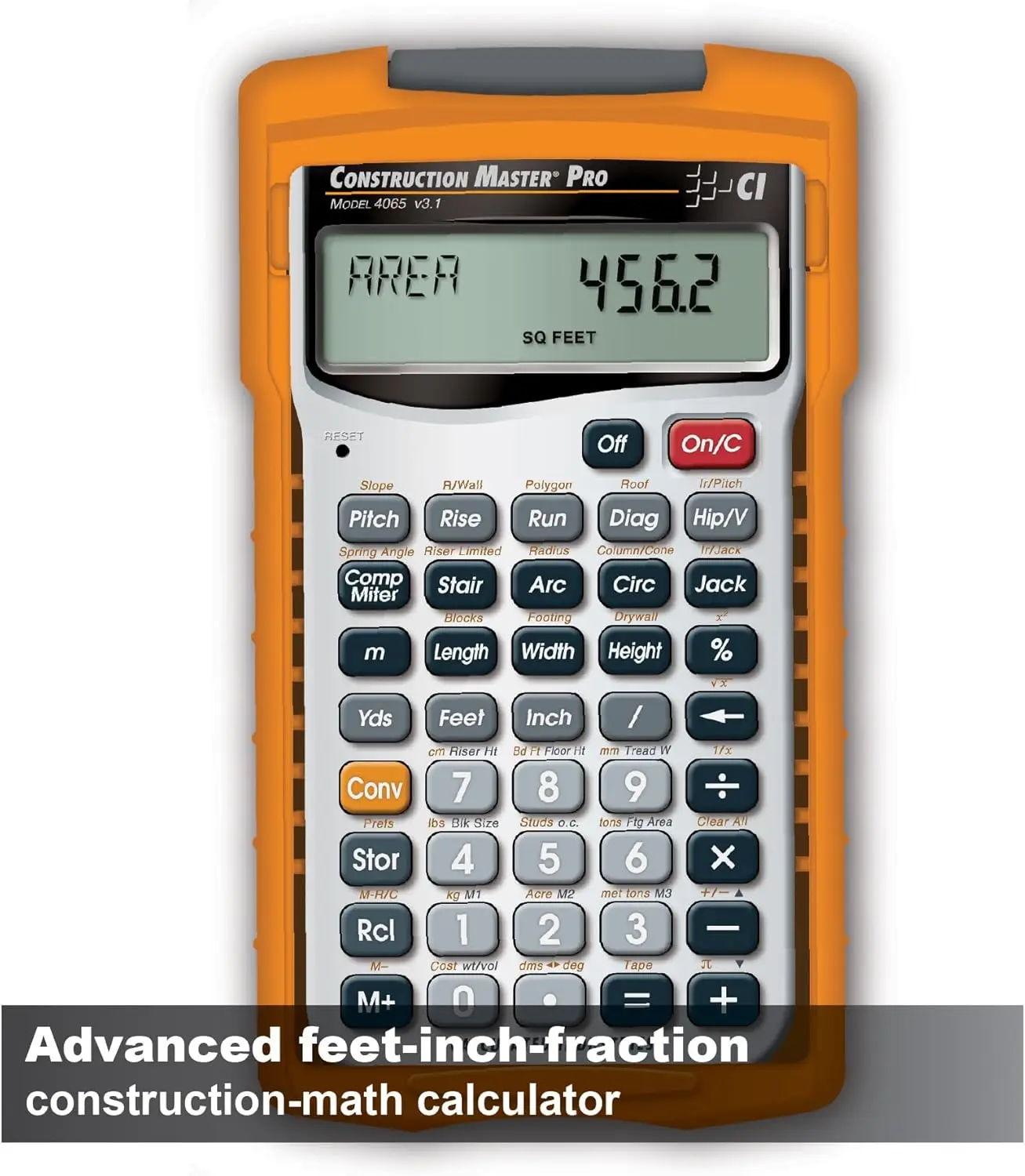 Construction Master Pro Advanced Construction Math Feet-inch-Fraction Calculator for Contractors, Estimators, Builders