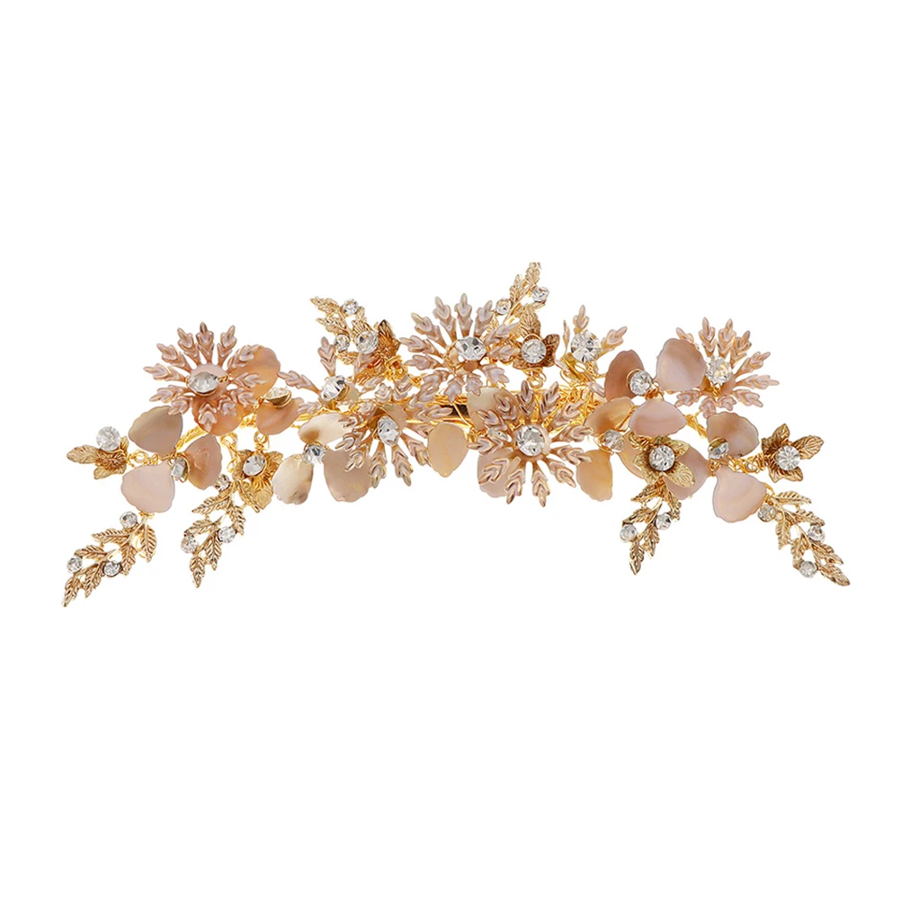 

Golden Flower Hairpin Bridal Clips Wedding Party Accessories Rhinestone Headdress Hair Pins Side Clip Elegant Decorative
