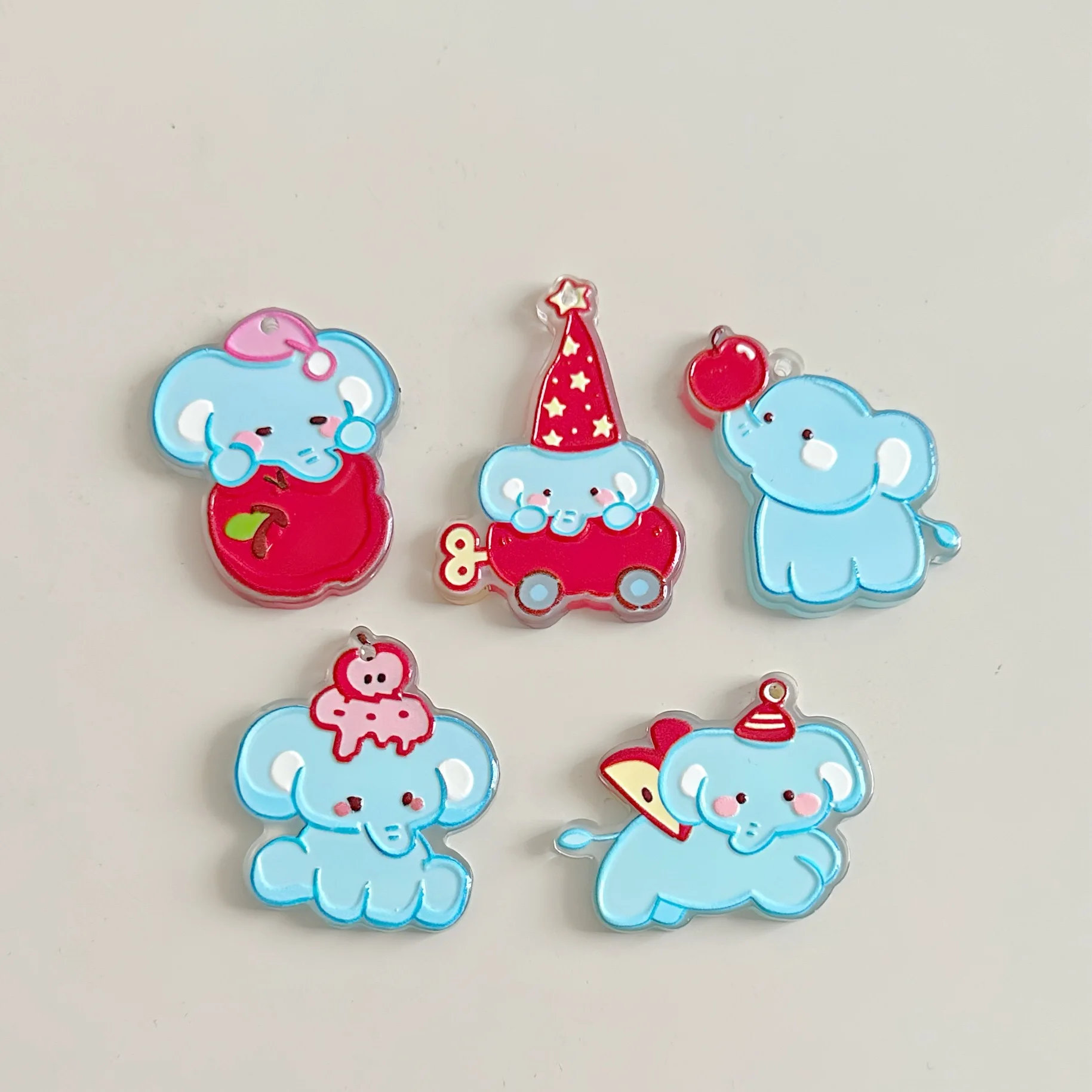 60pcs/lot red elephant acrylic accessories new material package patch shoe flower jewelry keychain