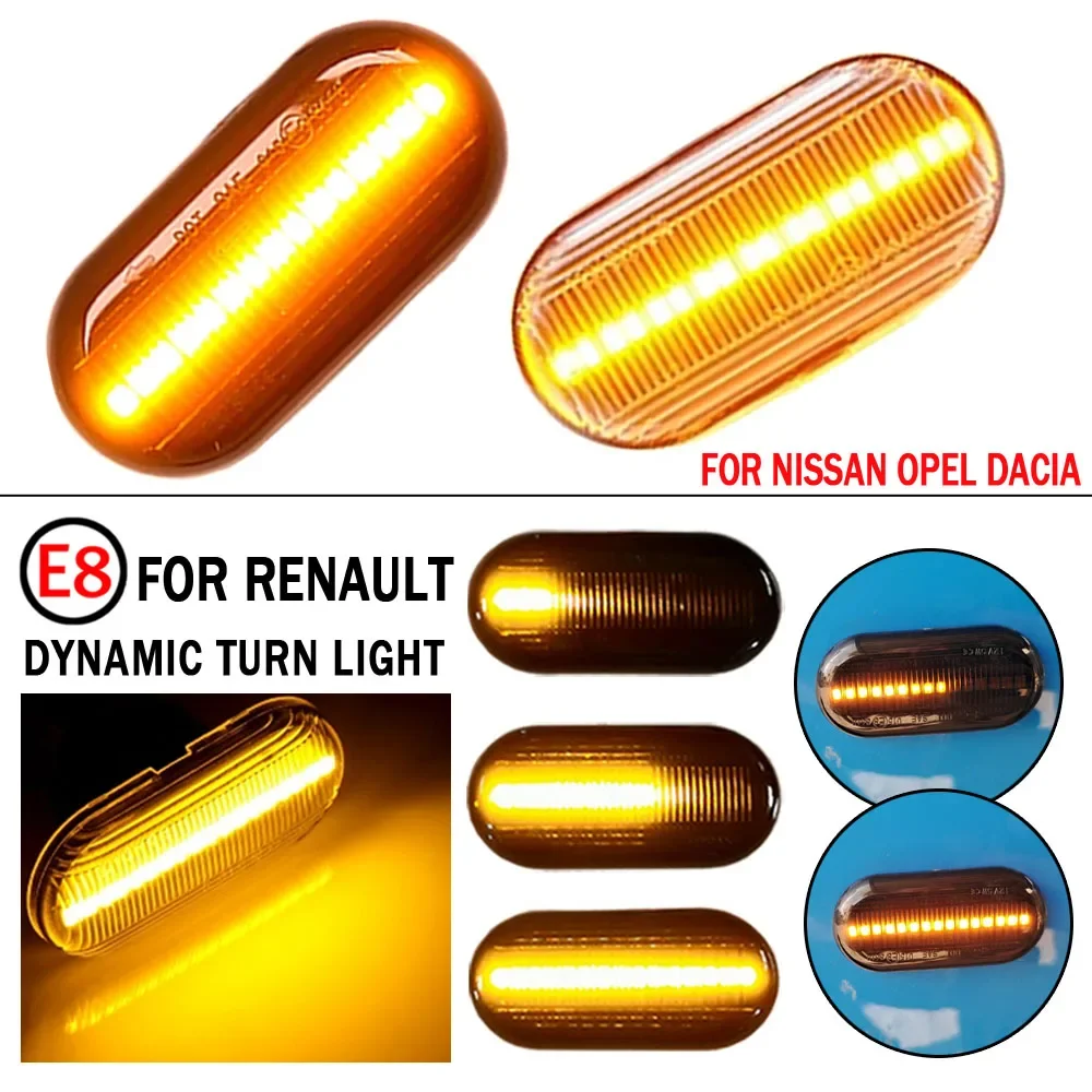 2x Led Dynamic Turn Signal Lights Side Marker For Renault Clio Trafic Kangoo Twigo Dacia Logan Duster Nissan Interstar Primastar