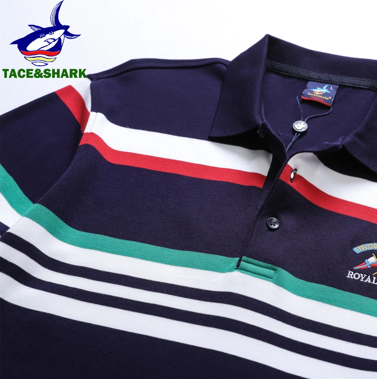 TACE&SHARK High Quality Men\'s Long Sleeve Striped Polo Shirt for Autumn Casualwear Breathable Casual Top