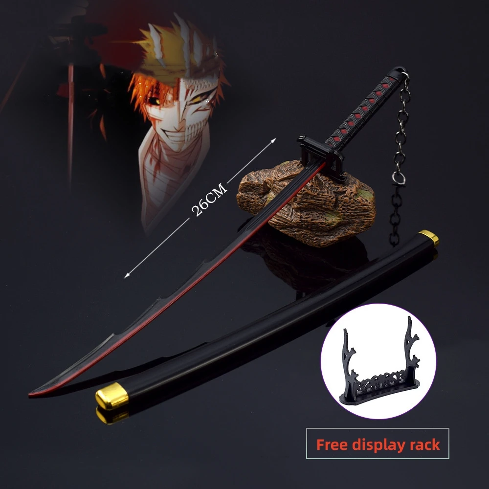 ديكور غرفة نوم معدنية Kurosaki Ichigo Ban Kai Zangetsu أنيمي سلاح 26 سنتيمتر أنيمي سلاح نموذج كاتانا الساموراي السيوف زخرفة الحرف