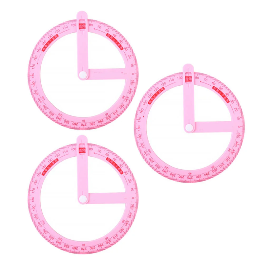 

3pcs Plastic 360 Degree Protractor Student Math Tool For Angle Learning Teaching Aids School Supplies Rotary Geometry Ruler