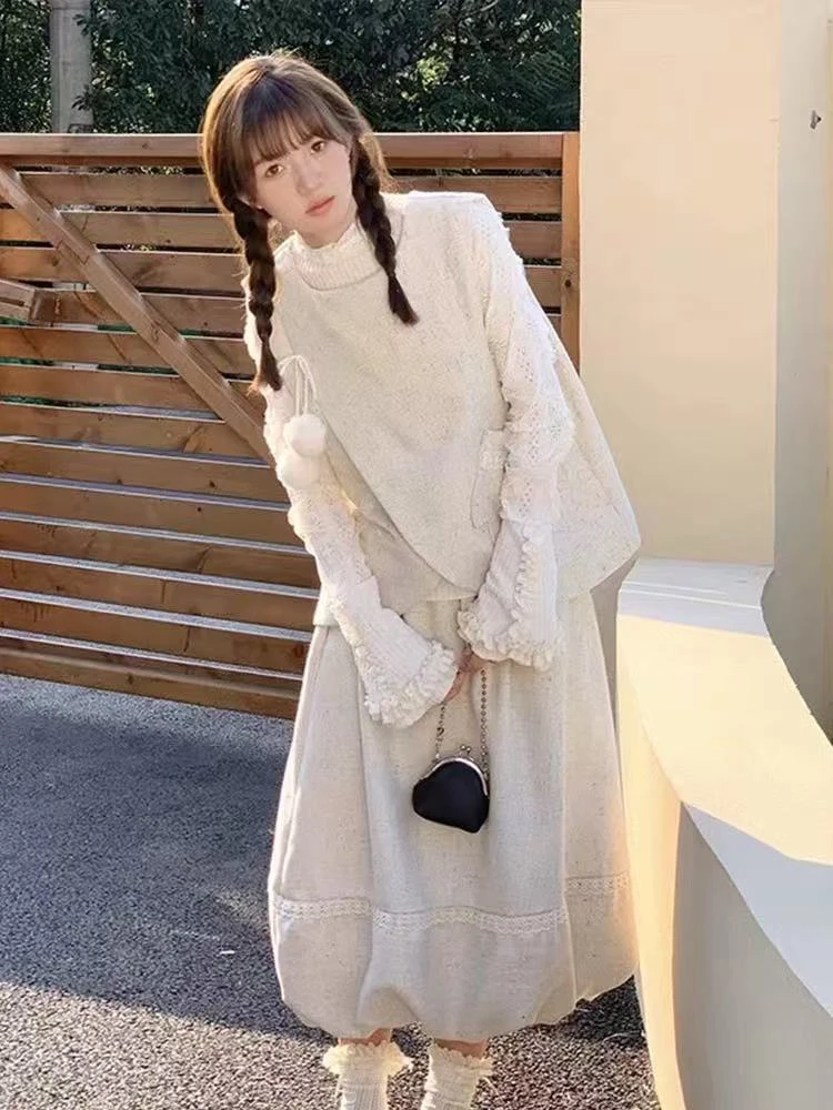 

Kawaii Lace Patchwork T Shirts for Women Japanese Sweet Lolita Ruffles Slim Tops Y2K Sweet Preppy Long Sleeve Ladies Tees New