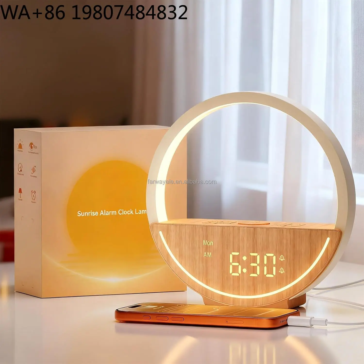 Dawn Simulation Sunrise Bedside Lamp 20 Soothing White Noise Modes Dimmable Night Light Quiet Sleep Aid For Bedroom Rest Space view 2