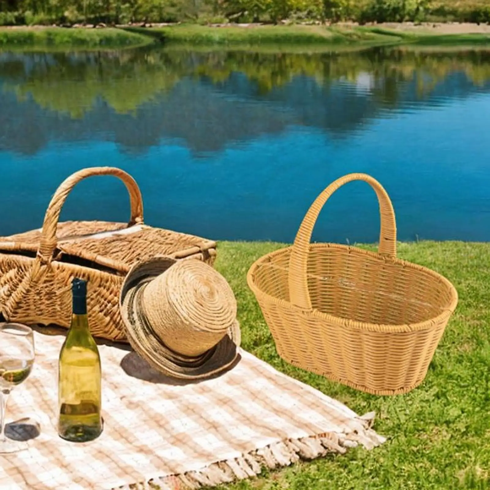 

Picnic Basket with Handle Farm Fruit Basket for Harvesting Gathering Wedding