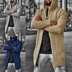 Men Knitted Cardigan Solid Color Long Sleeve Cardigan Sweater Autumn Winter Thicken Warm Men Knitted Jacket Outerwear