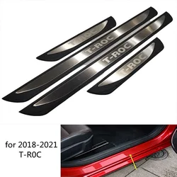 car stickers For Volkswagen T-roc 2018-2019 2020 2021 Plate Door Sill Welcome Pedal Car Accessories 4pcs/set
