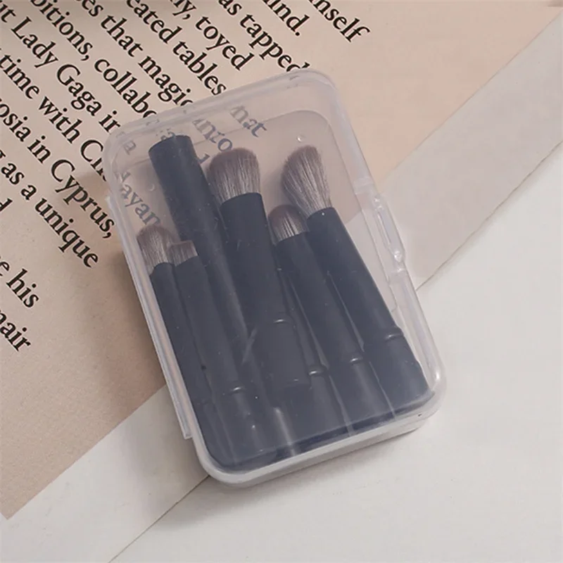 6Pcs Mini Travel Makeup Brushes Set with Box Portable Cosmetic Powder Foundation Blush Blending Concealer Make Up Brushes Set