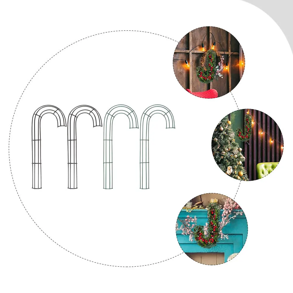 

4pcs Iron Frame J-Design Metal Wire Wreath Form For Diy Floral Crafts Reusable Wreath Making Ring Wedding Easter Garland