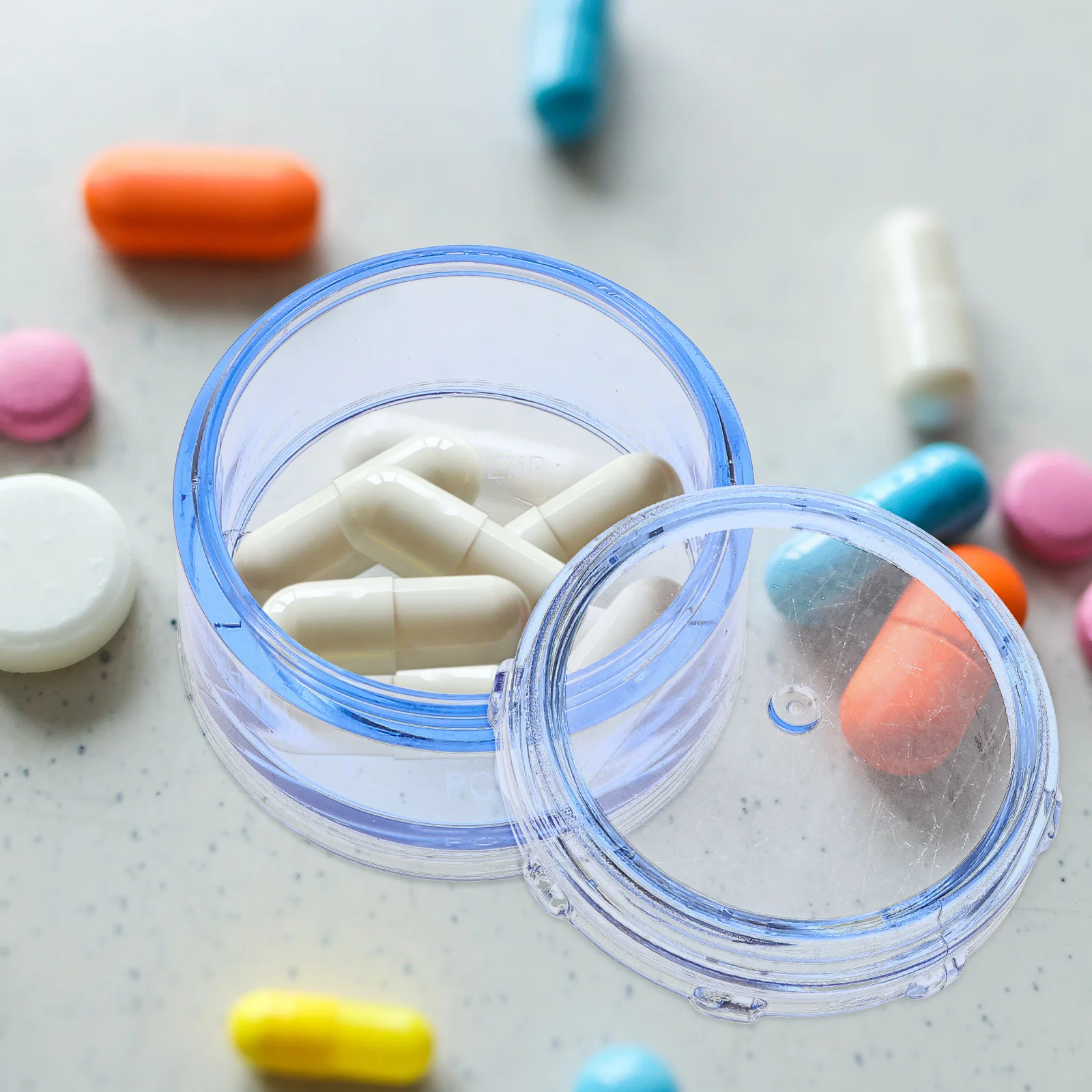 

Portable Pill Box 7 Day Weekly ganizer Round Containers for Medication Travel Medicine Kit Small Stackable Storage