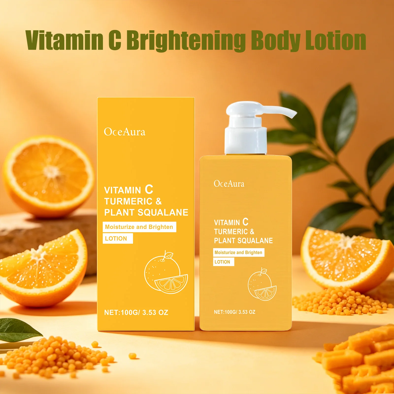 OceAura Vitamin C Brightening Body Lotion Deep Moisturizing Dullness Improving Gentle Exfoliating Even Tone Skin Care Cream 100g