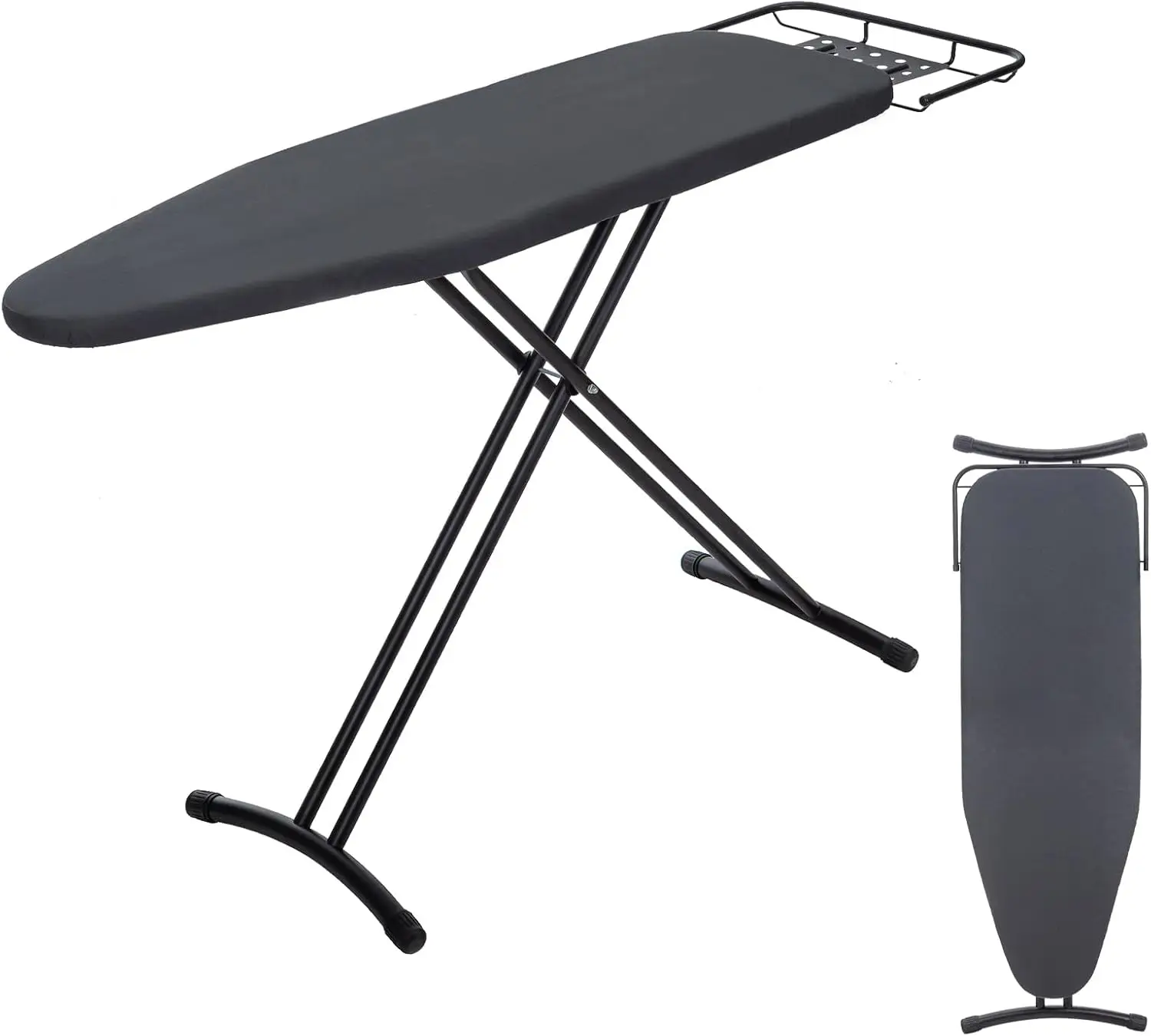 

48x15 Inch Heavy Duty Ironing Board, Adjustable Height Foldable Design with Steel Frame & Heat-Resistant Cover