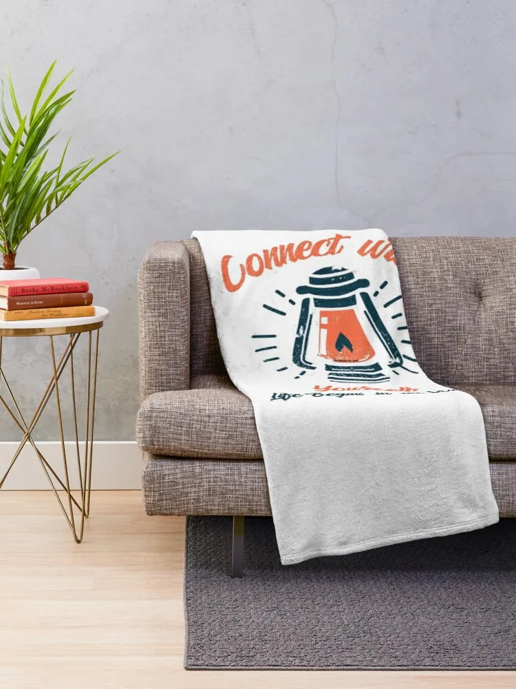 Connect with Yourself Life Begins in the Woods Lantern Colorful Design Camping Hiking Throw Blanket sofa bed Cute Plaid Blankets