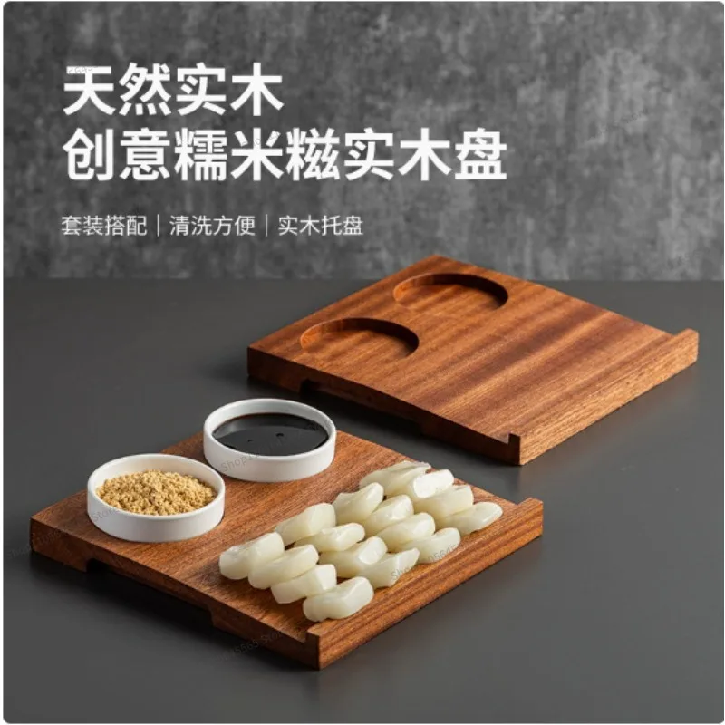 For Korean Cold Rice Cake Wooden Tray, Tableware, Dipping Sauce Snack Tray