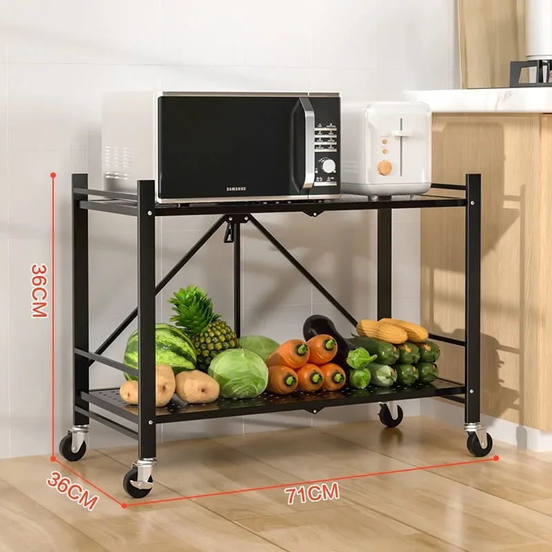 

Portable Folding Large Iron Shelf Floor Multi-Layer Bookcase Display For Living Room Kitchen Storage Microwave Oven Mobile Shelf