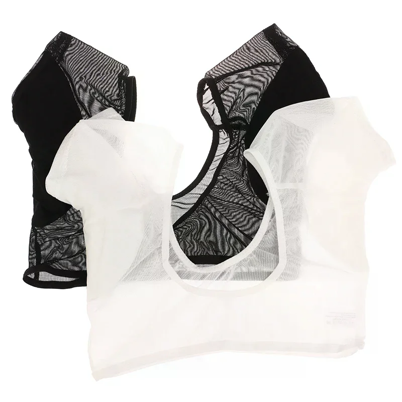 Transparent Mesh Ultra-thin Vest Absorbent Deodorant Pad Women T-shirt Washable Sweat Proof Under Top With Underarm Sweat Pads