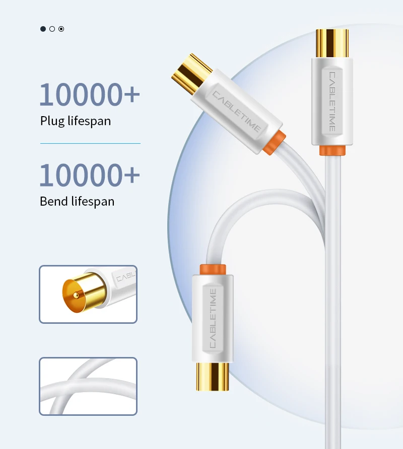 CABLETIME TV-Kabel M/F 3C2V Videokabel für hochauflösenden Fernseher HD Hochwertige Antenne TV STB Digital TV Line C268 – Detail 11