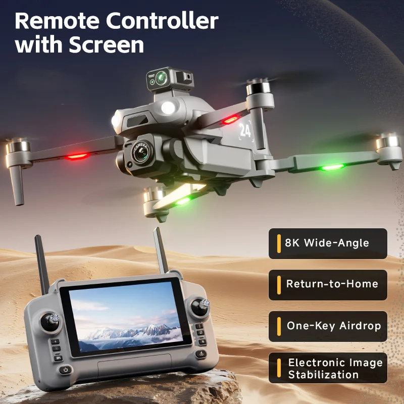 Dron M24 con Cámara HD 1080P, Dron 5G con Pantalla y Control Remoto, Quadcopter RC, Regalo Ideal