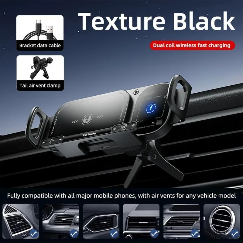 Foldable mobile phone holder car smart induction electric rotating charger wireless charging mobile phone holder universal