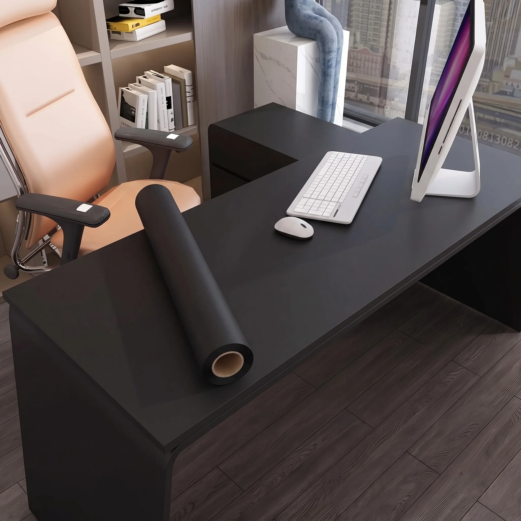 Matte Wallpaper Vinyl Self-Adhesive 1/3/5m in White Grey Black for Wall Shelf Liner Table Door Living Room Contact Paper Wall De